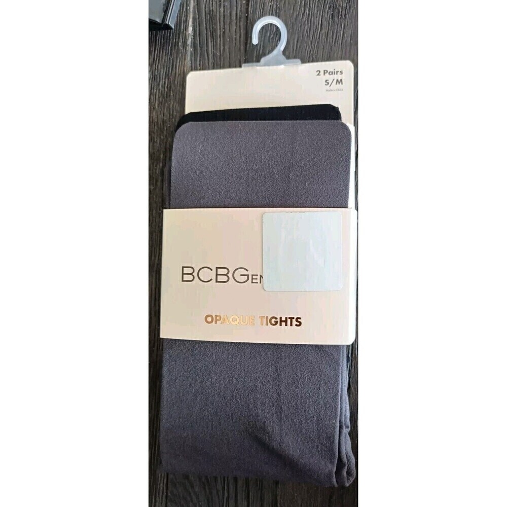BCBG Generation Opaque Tights 2 Pack Women's Size S/M  Black Gray NEW In Pack